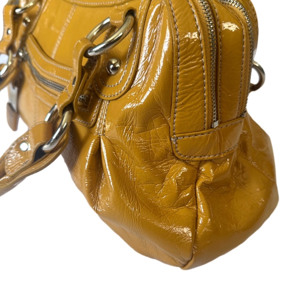 Nine West Mustard Shiny Faux Leather Handbag - Picture 4 of 7
